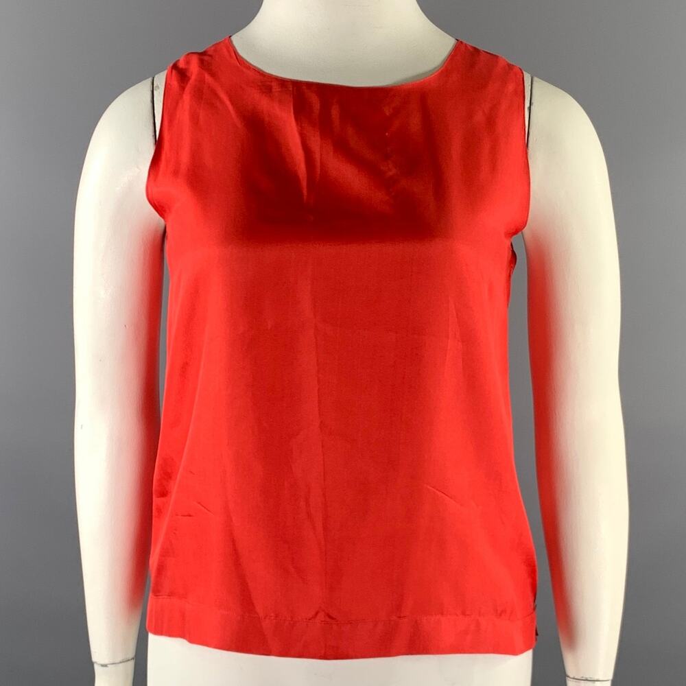 HERMES Size 8 Red Silk Tank Casual Top - Picture 1 of 5
